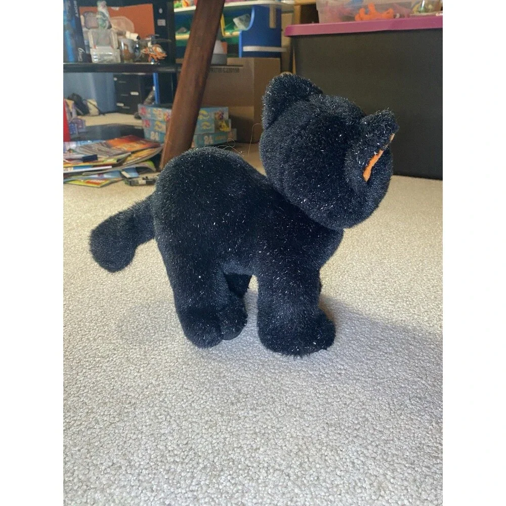 Vintage Halloween Black Cat Plush 10